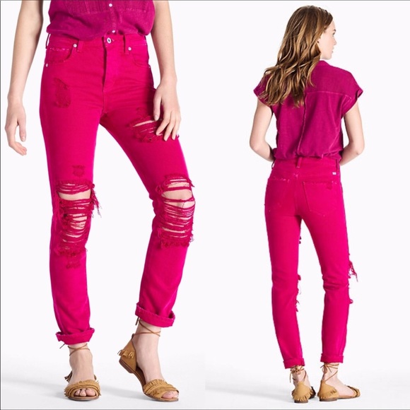 Lucky Brand Denim - Lucky Brand Pink Tomboy High Rise distressed jeans